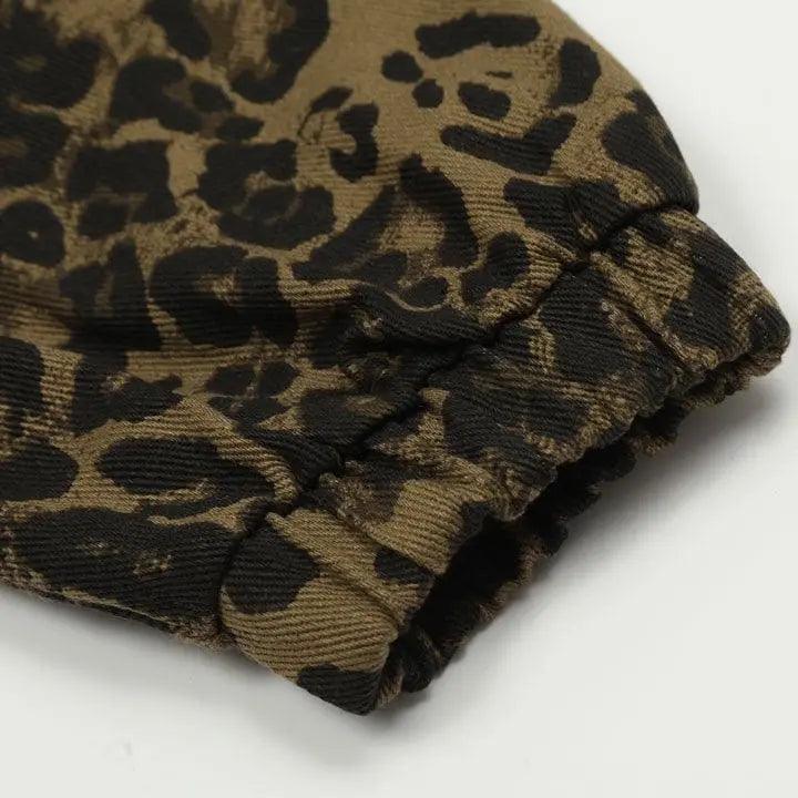 Sneakerhill® Vintage Leopard Print Denim Jacket - sneakerhillcom