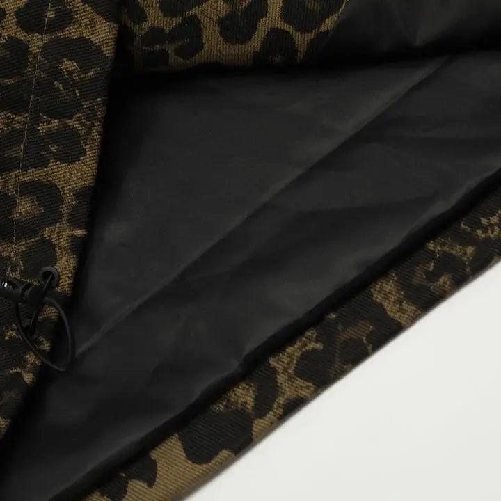 Sneakerhill® Vintage Leopard Print Denim Jacket - sneakerhillcom