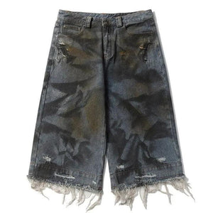 Sneakerhill® Vintage Ripped Frayed Denim Shorts - sneakerhillcom