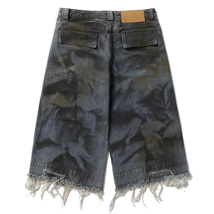 Sneakerhill® Vintage Ripped Frayed Denim Shorts - sneakerhillcom