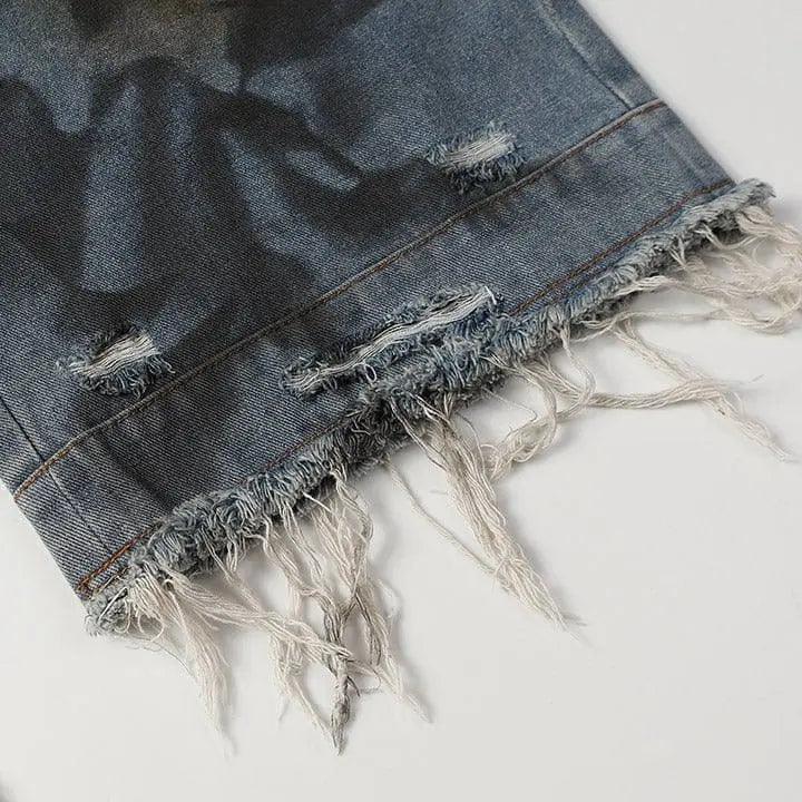 Sneakerhill® Vintage Ripped Frayed Denim Shorts - sneakerhillcom