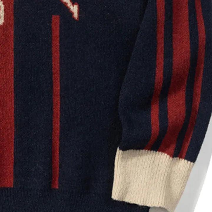 Sneakerhill® Vintage Striped V Neck Sweater - sneakerhillcom