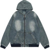 Sneakerhill® Vintage Washed Denim Hooded Jacket - sneakerhillcom