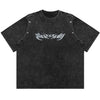 Sneakerhill® Washed Graphic T-shirt Removable Sleeves - sneakerhillcom