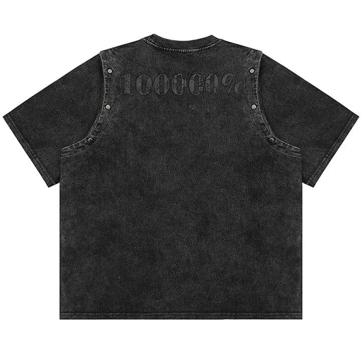 Sneakerhill® Washed Graphic T-shirt Removable Sleeves - sneakerhillcom