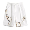 Sneakerhill® White Flame Patchwork Shorts - sneakerhillcom