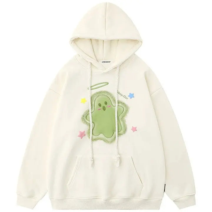 Sneakerhill® Winter Pullover Hoodie Flocked Ghost - sneakerhillcom