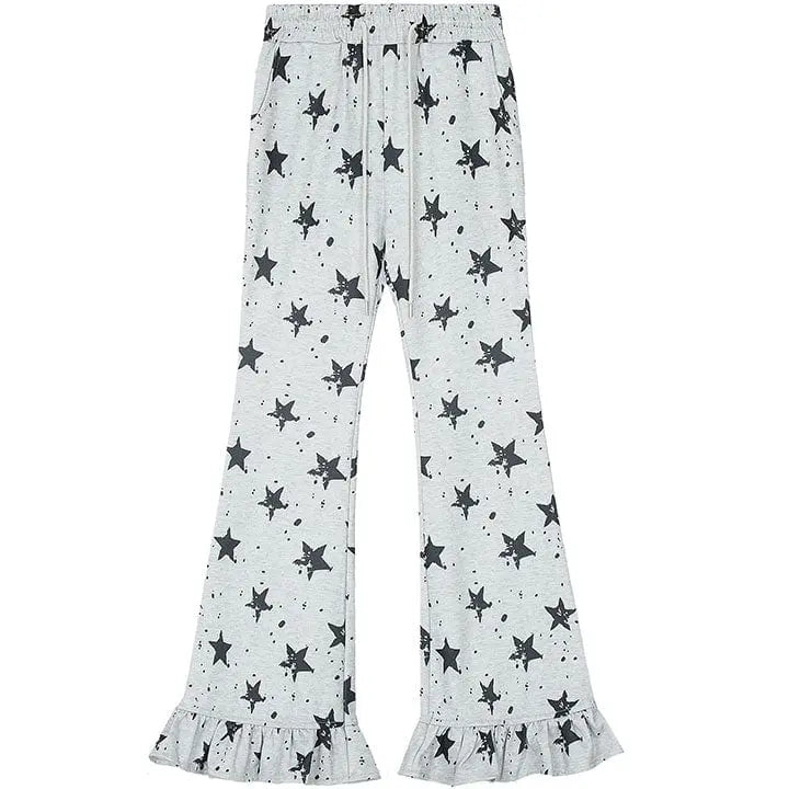 Sneakerhill® Women Star Printed Bell Bottom Flare Pants - sneakerhillcom