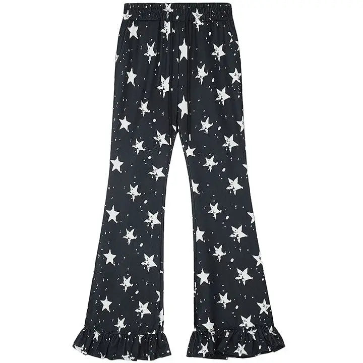 Sneakerhill® Women Star Printed Bell Bottom Flare Pants - sneakerhillcom