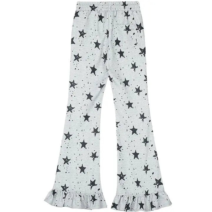 Sneakerhill® Women Star Printed Bell Bottom Flare Pants - sneakerhillcom