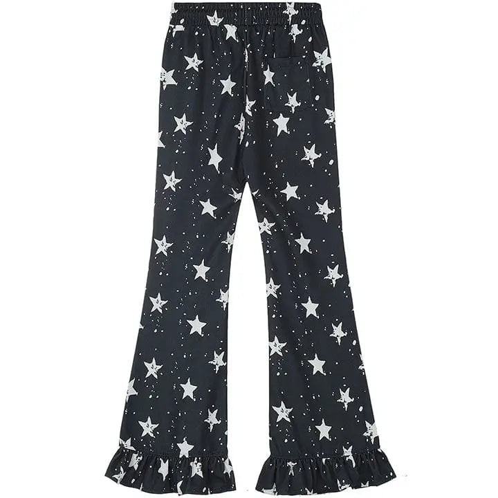 Sneakerhill® Women Star Printed Bell Bottom Flare Pants - sneakerhillcom