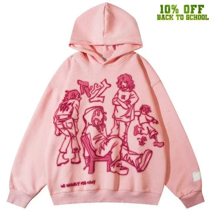 Sneakerhill® Y2K Cartoon Graphic Hoodie - sneakerhillcom