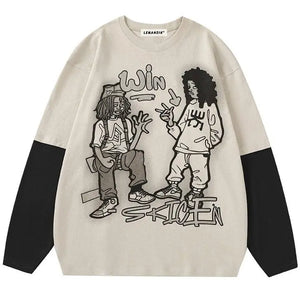 Sneakerhill® Y2K Vibes Sweatshirt Cartoon Patchwork - sneakerhillcom