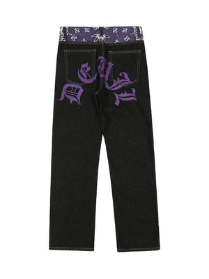 Sneakerhill Petal Letter Baggy Jeans SP220617P741