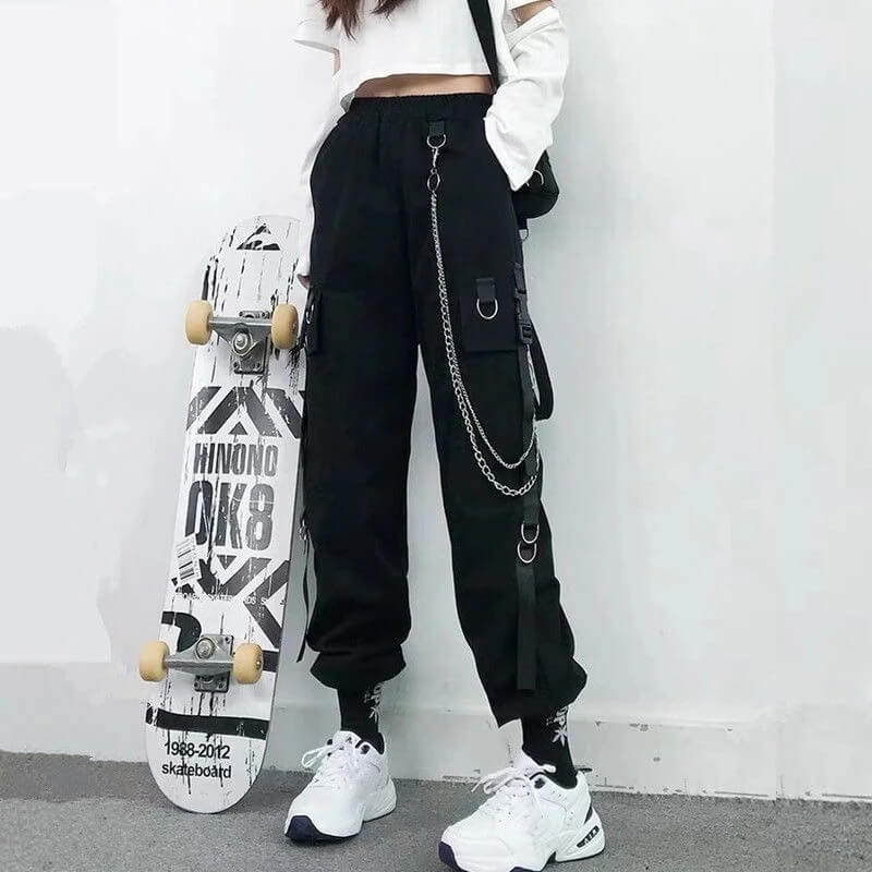 Women Cargo Pants best Harajuku Elastics High Waist Streetwear for women 2022 - sneakerhillcom