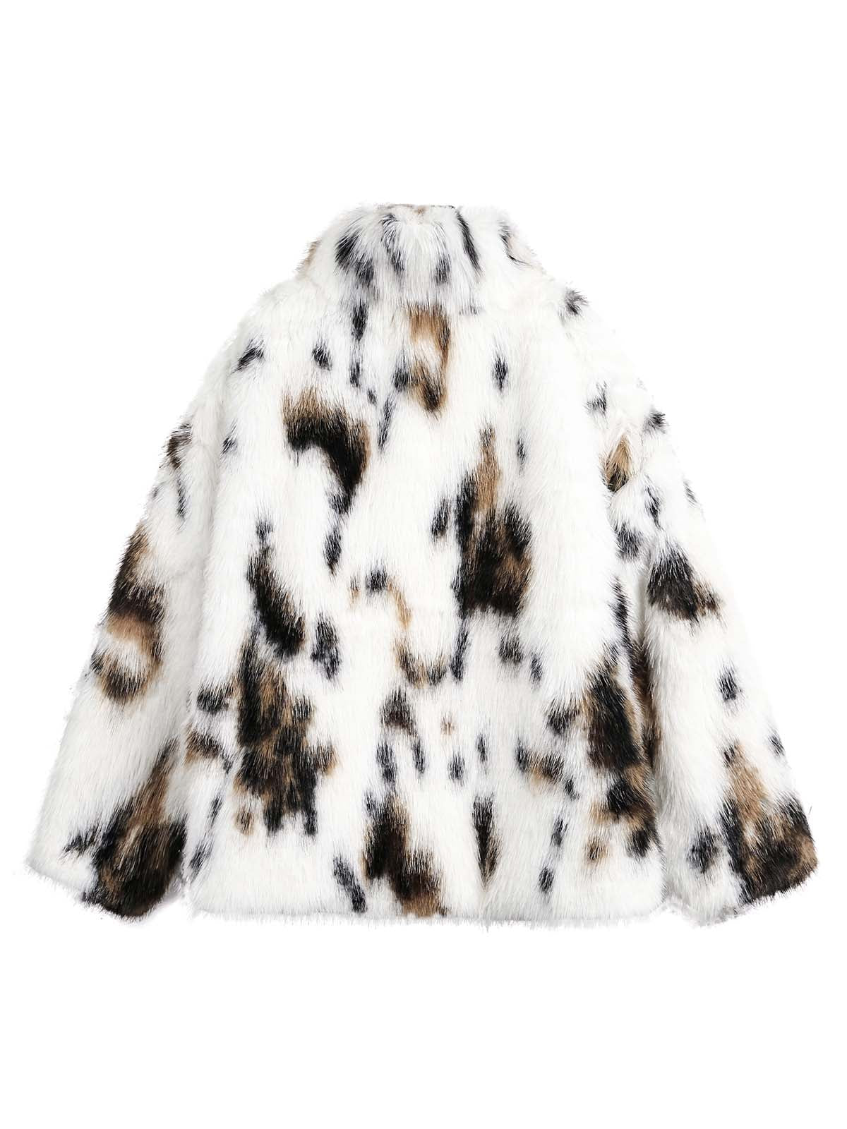 Sneakerhill Contrast Color Faux Fur Jacket - sneakerhillcom