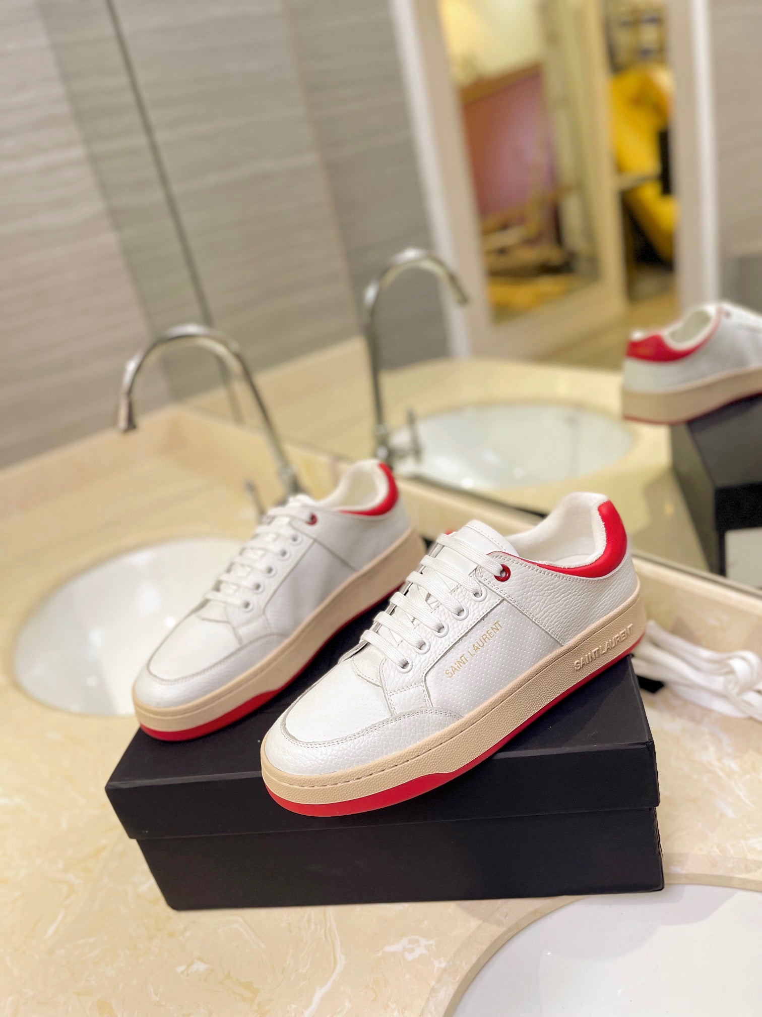 VSL White and Red Leather Sneakers-171 - sneakerhillcom