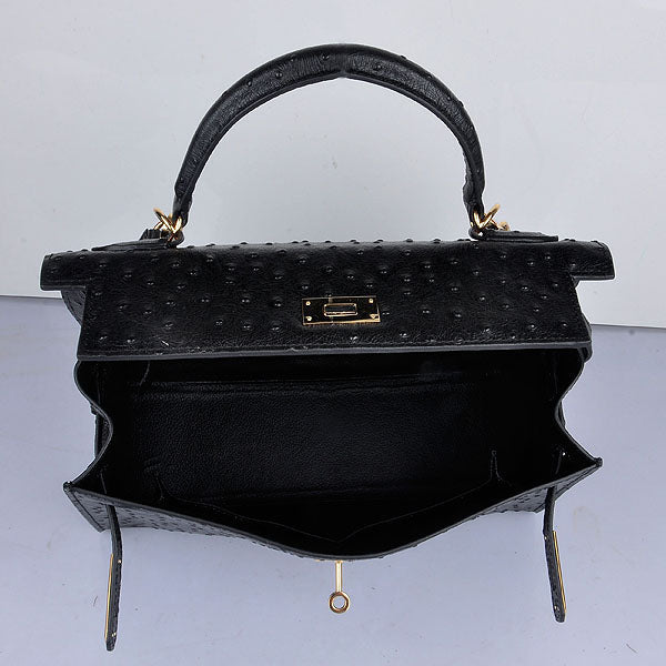 HMS Kelly 32cm Ostrich Vein 6108 Black Golden Kilta bags