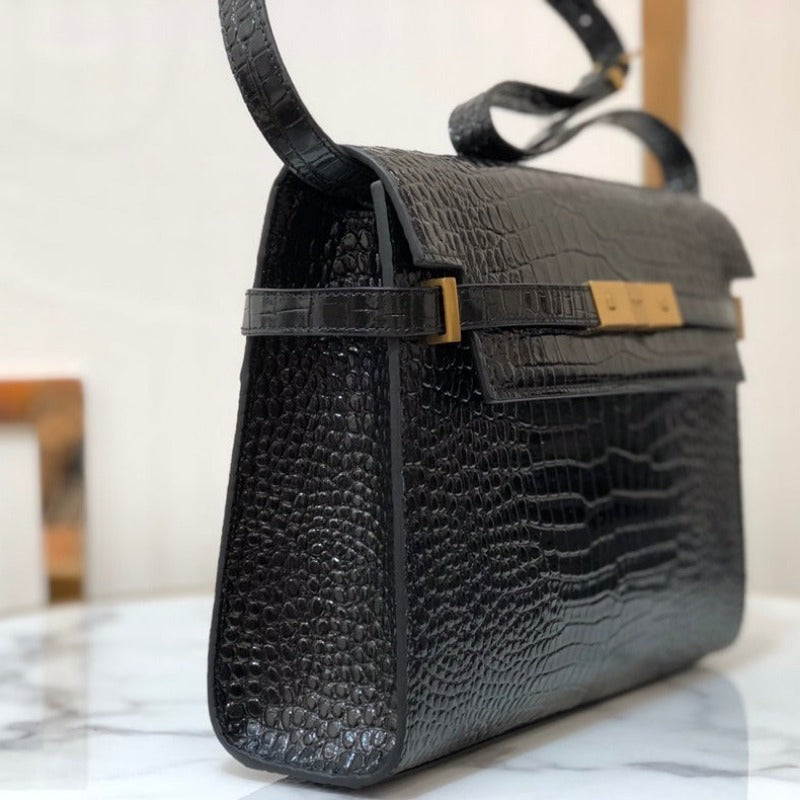 Sneakerhill - MANHATTAN SHOULDER BAG IN BOX BLACK CROC - sneakerhillcom