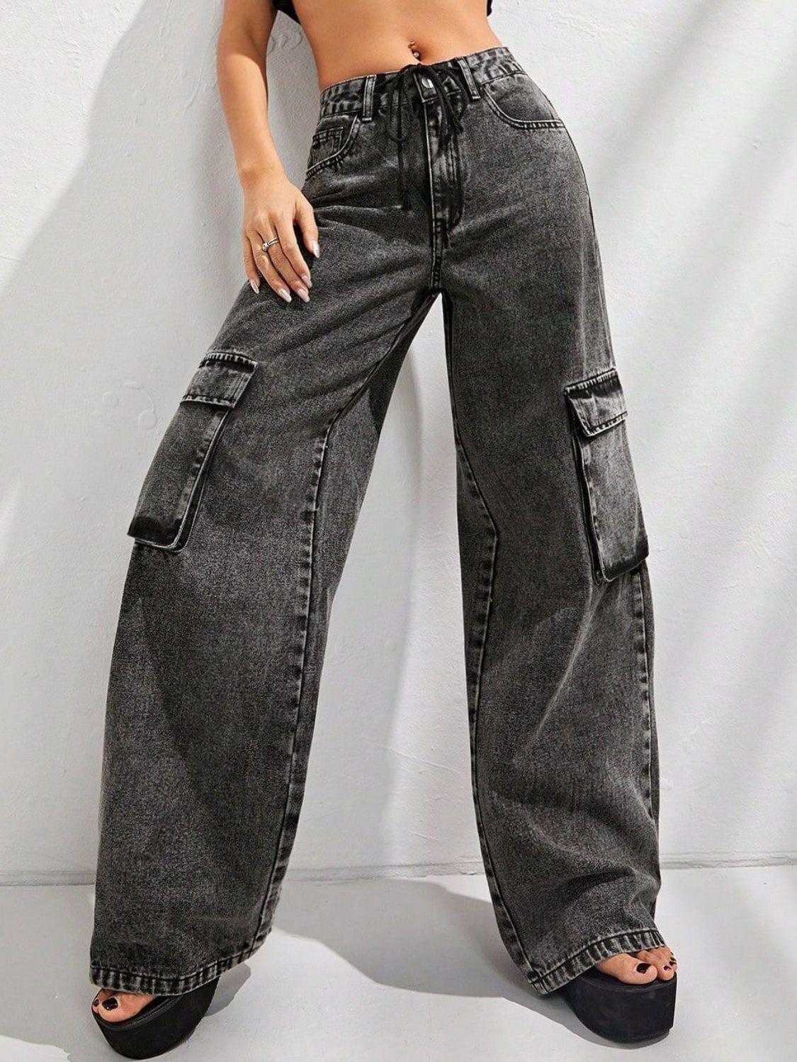 Wide Leg Jeans with Pockets Trendsi