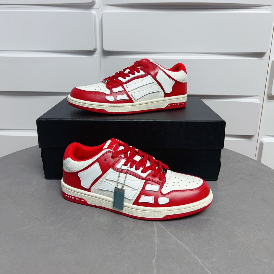 AMR Skel Top Low White and Red Sneakers-143 - sneakerhillcom