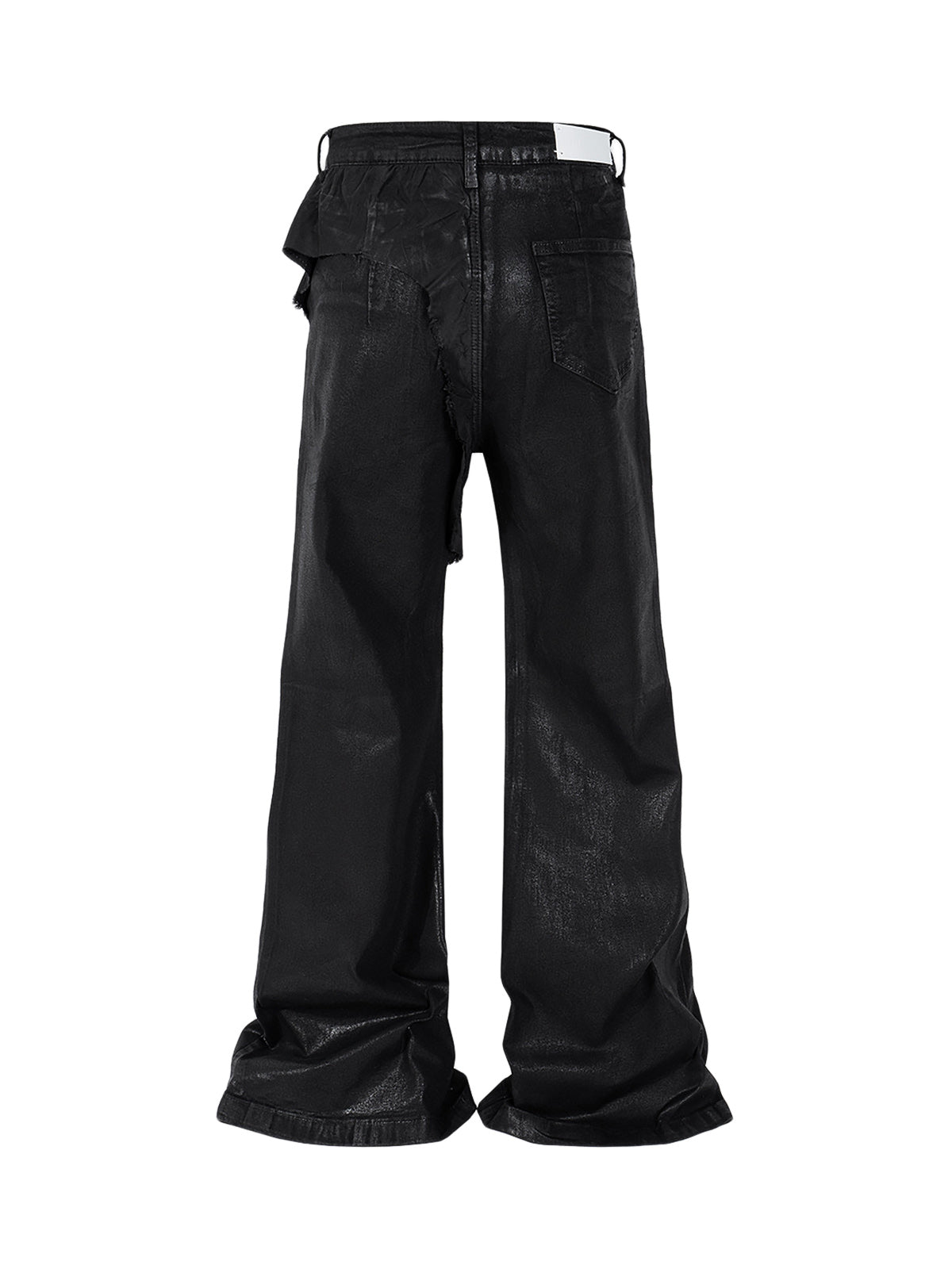 Sneakerhill Black Wax Coated Flare Jeans - sneakerhillcom