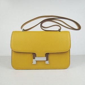 Constance 28cm Togo Leather Bag Yellow Silver Kilta bags