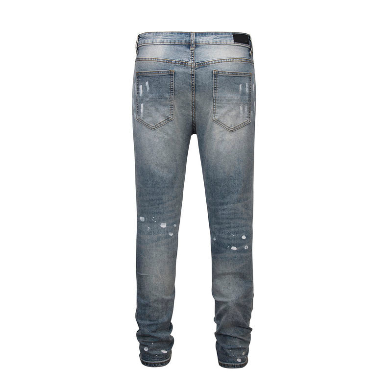 Studded Patch Denim - Washed Indigo - sneakerhillcom