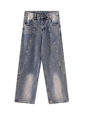 Sneakerhill Rivet Distressed Jeans - sneakerhillcom