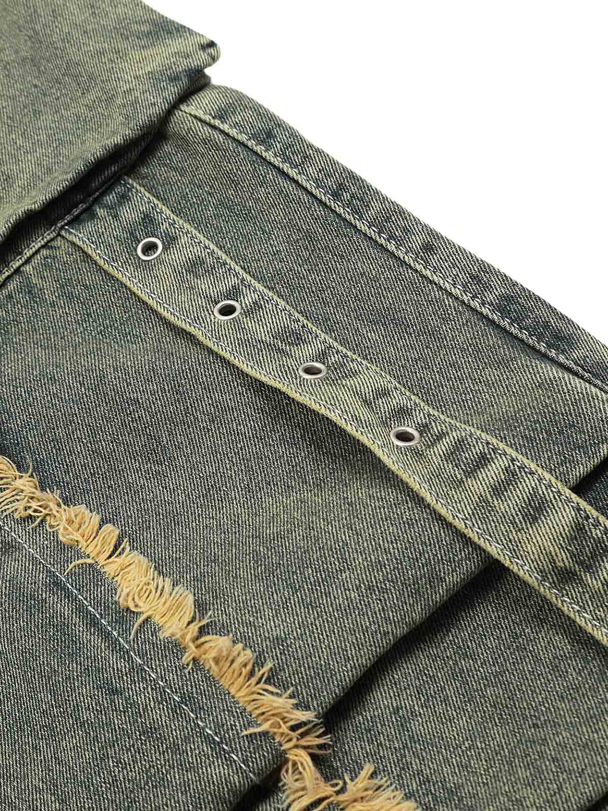 Sneakerhill Distressed Raw Edge Baggy Jeans - sneakerhillcom