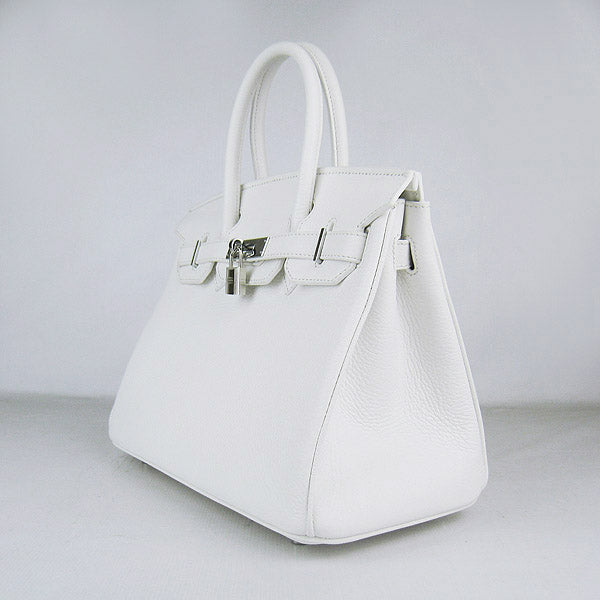 Birkin 30cm Togo Leather Handbags White Silver Kilta bags