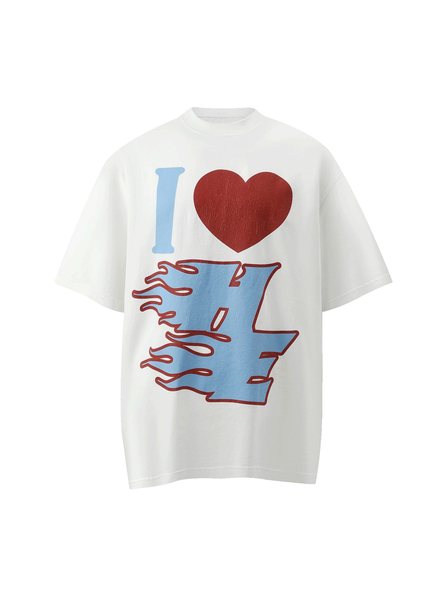 Sneakerhill Love Heart Fun Print Street Rap T-Shirt SP240704GO5G