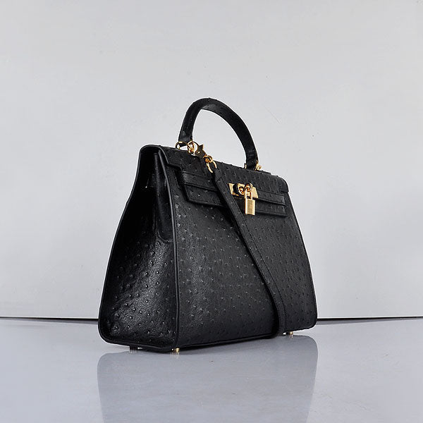 HMS Kelly 32cm Ostrich Vein 6108 Black Golden Kilta bags