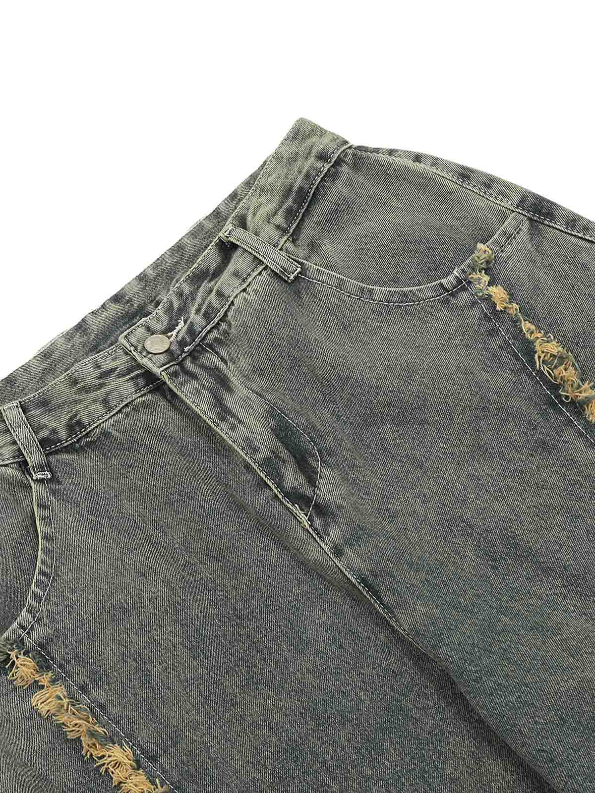 Sneakerhill Distressed Raw Edge Baggy Jeans - sneakerhillcom