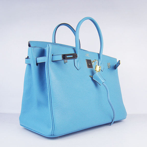 Birkin 35cm Togo Leather Handbags 6099 Light Blue Golden Kilta bags