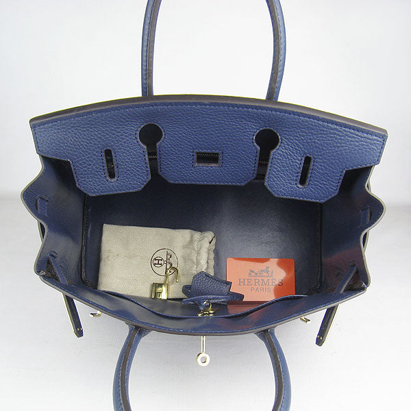 Birkin 30cm Togo Leather Handbags Dark Blue Golden - sneakerlandnet