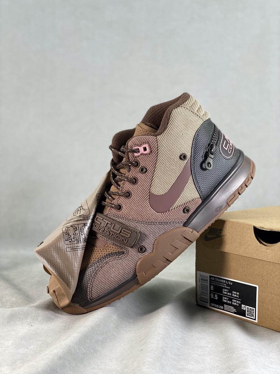 Custom Travis Scott x Air Trainer 1 Wheat DR7515-200 luxurysteps