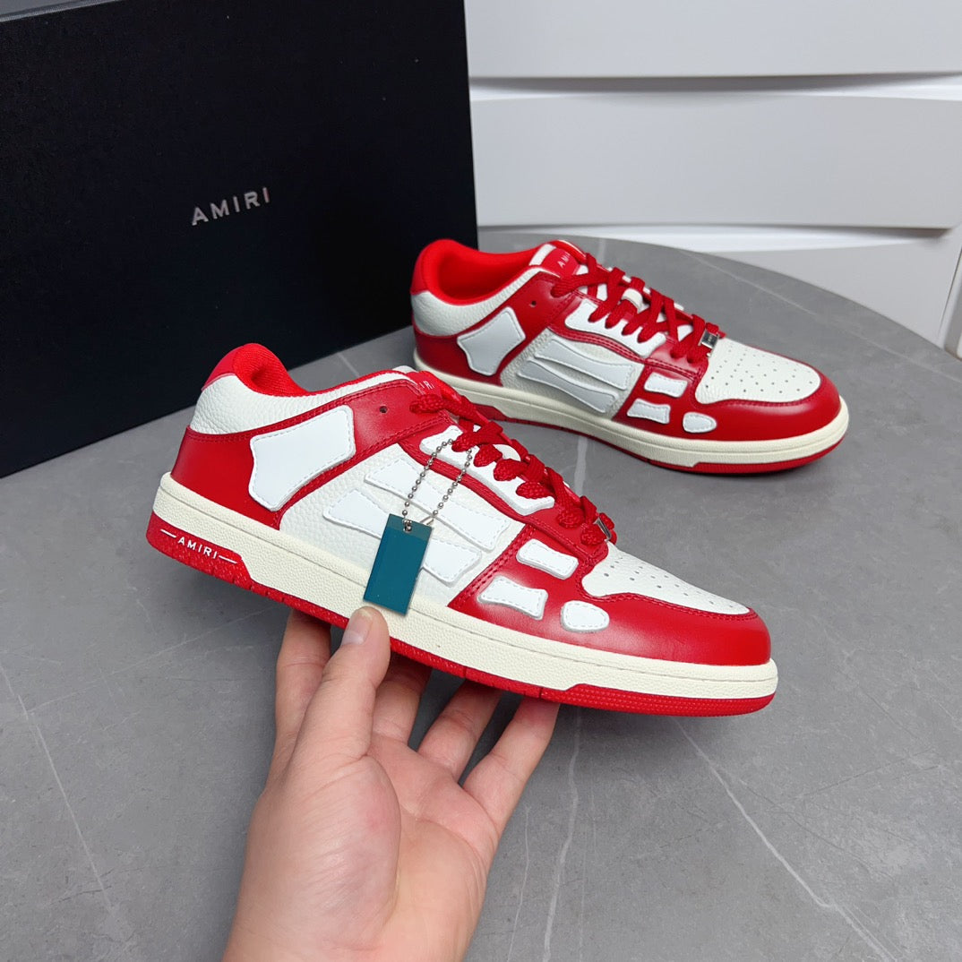 AMR Skel Top Low White and Red Sneakers-143 - sneakerhillcom