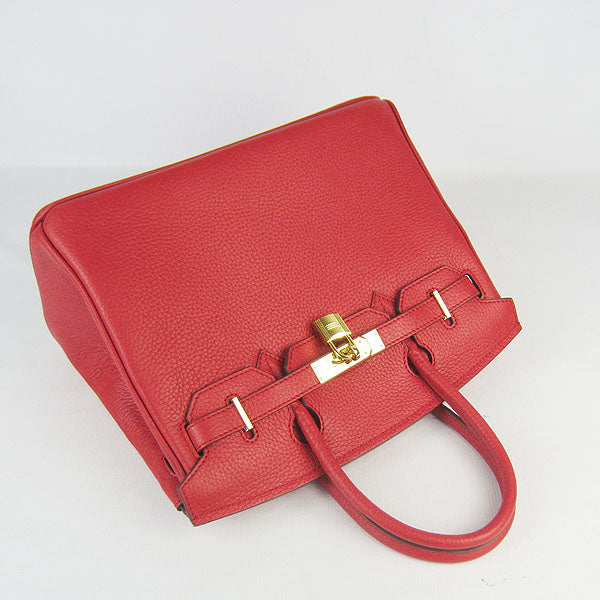 Birkin 30cm Togo Leather Handbags Red Golden Kilta bags