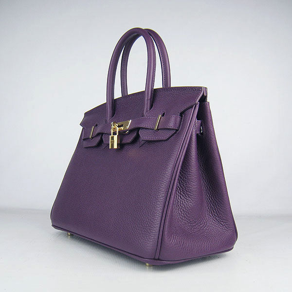 Birkin 30cm Togo leather Handbags purple golden Kilta bags