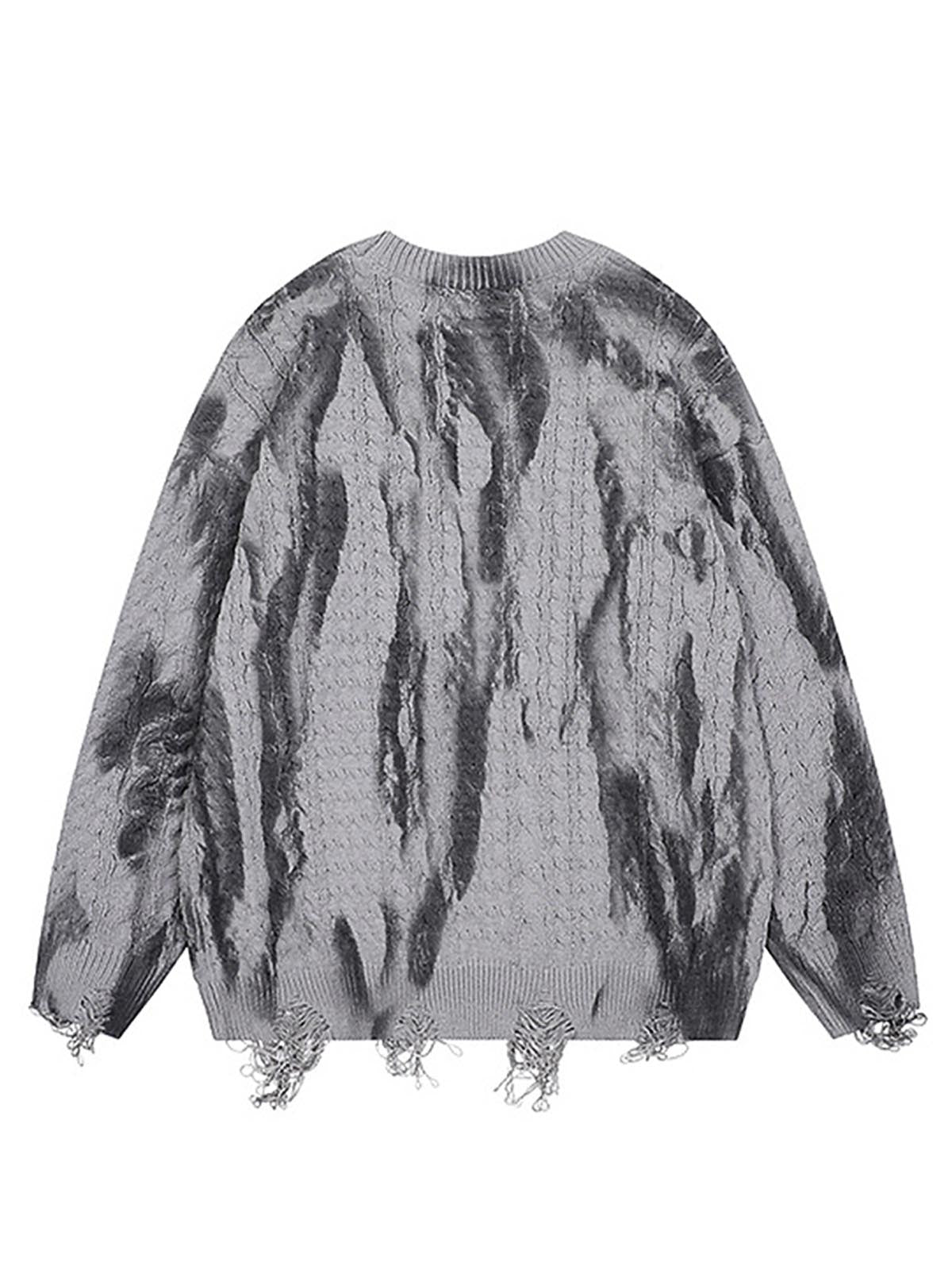 Sneakerhill Raw Edge Distressed Crew Neck Sweater SP240926YF13