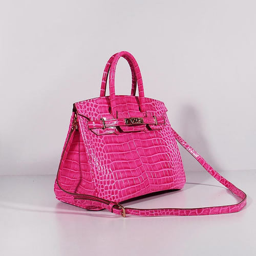 Birkin 30cm Crocodile Leather Bag With Strap Rose Gold - sneakerlandnet