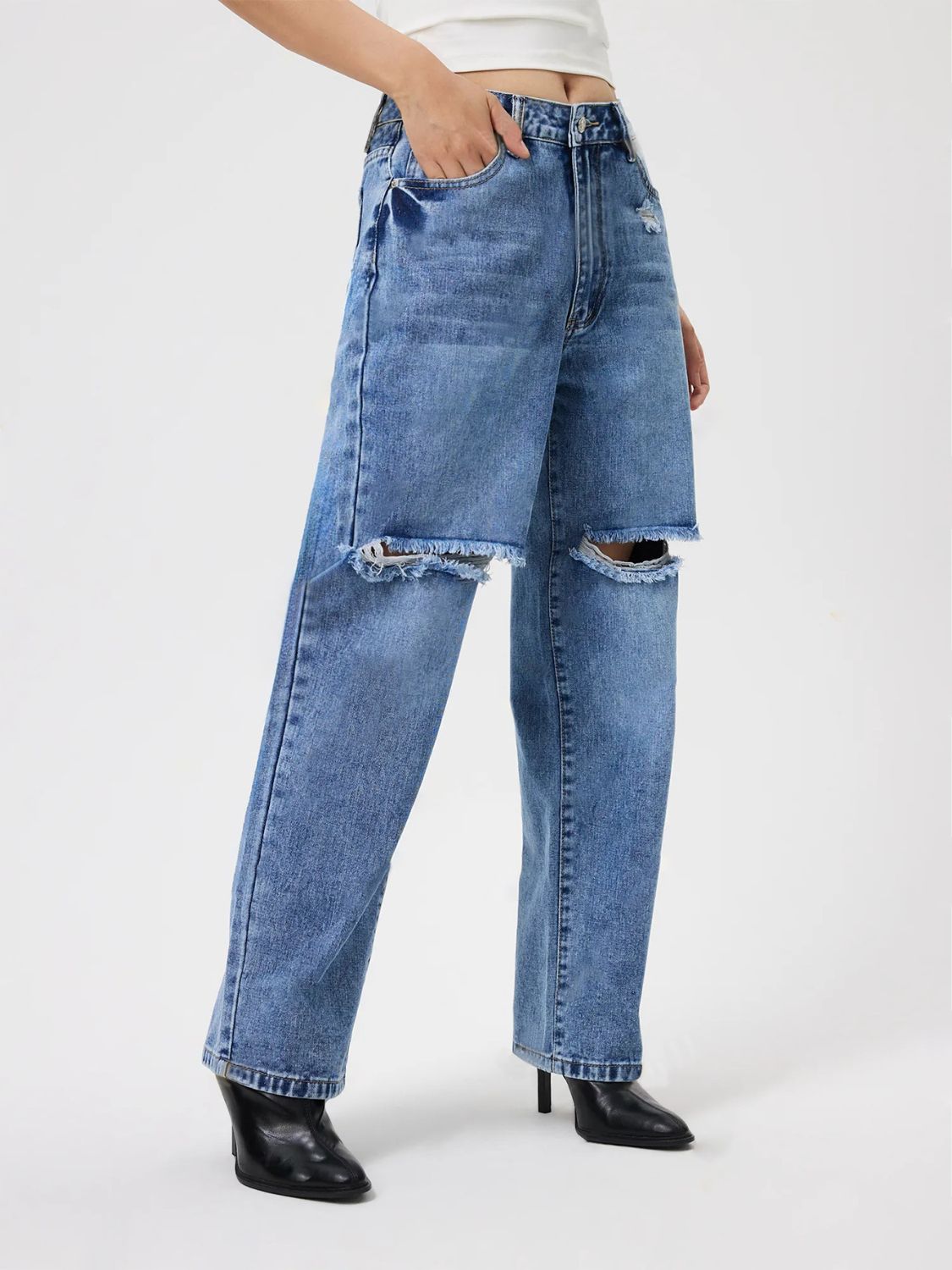 Distressed Jeans with Pockets Trendsi