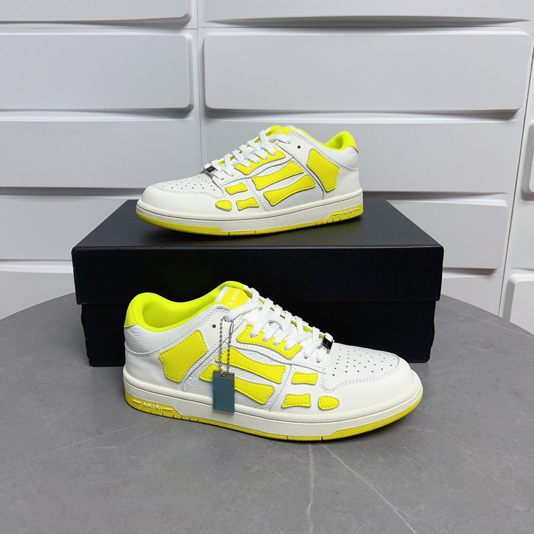 AMR Skel Top Low White Fluorescent Yellow Sneakers-142 - sneakerhillcom