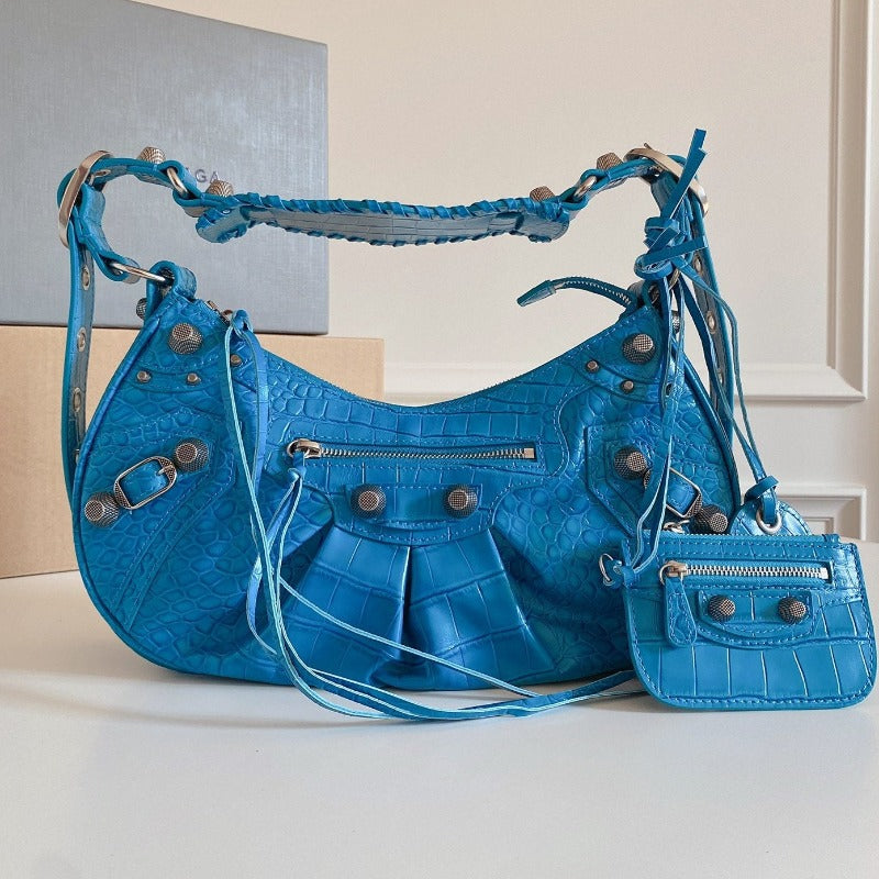 Sneakerhill - Le Cagole Small Bag Crocodile Blue - sneakerhillcom