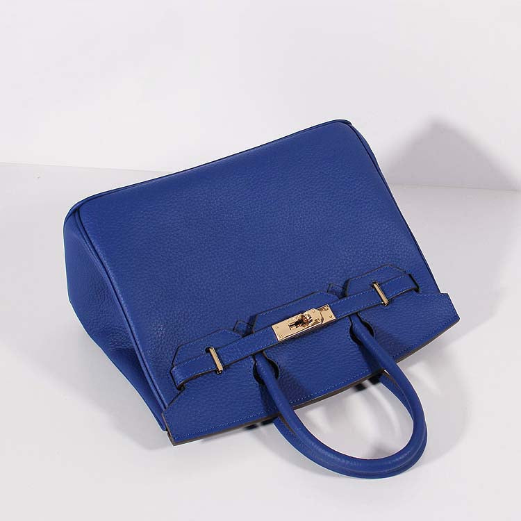 Birkin Bag Togo Leather with Strap Electric Blue Gold - sneakerlandnet