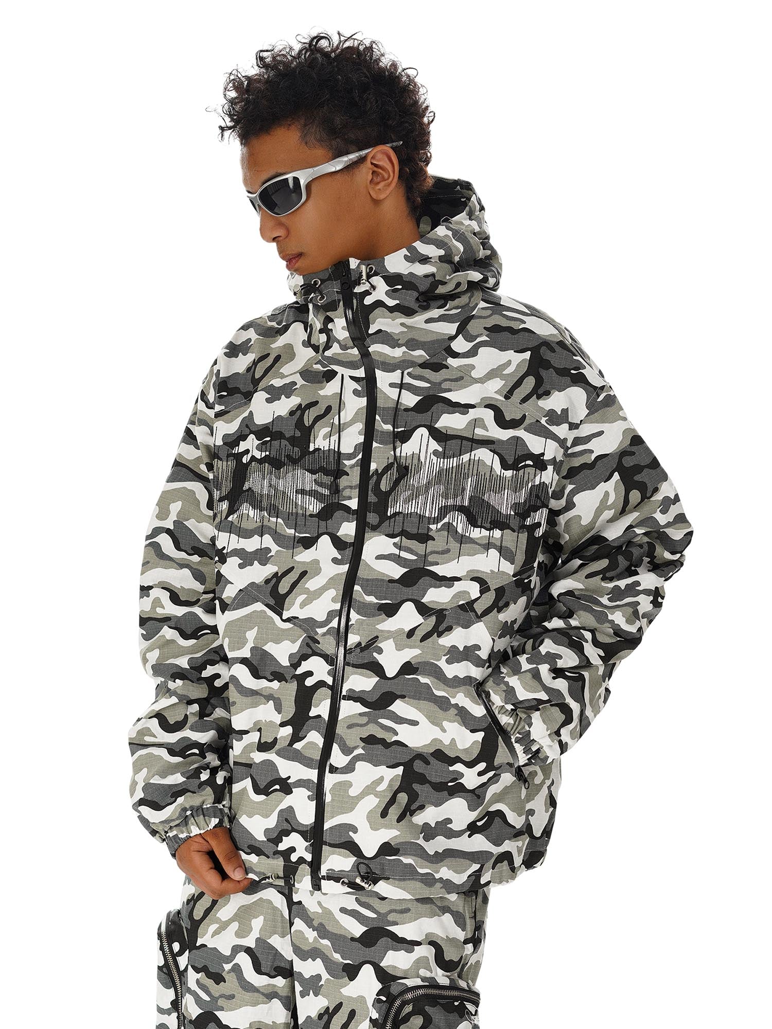 Sneakerhill Hip-hop Snow Camouflage Embroidery Jacket - sneakerhillcom