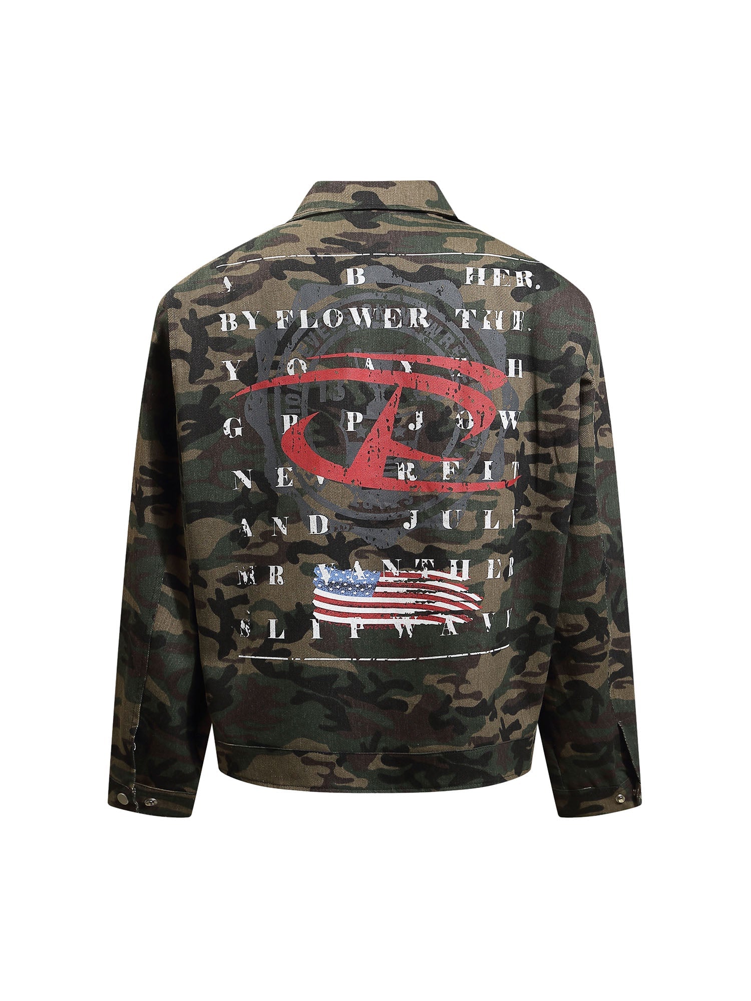 Sneakerhill Hip-hop Shoulder Pad Camouflage Washed Jacket - sneakerhillcom