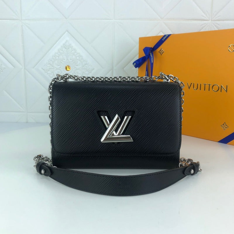 Sneakerhill - Twist Handbag With Chain Black - sneakerhillcom