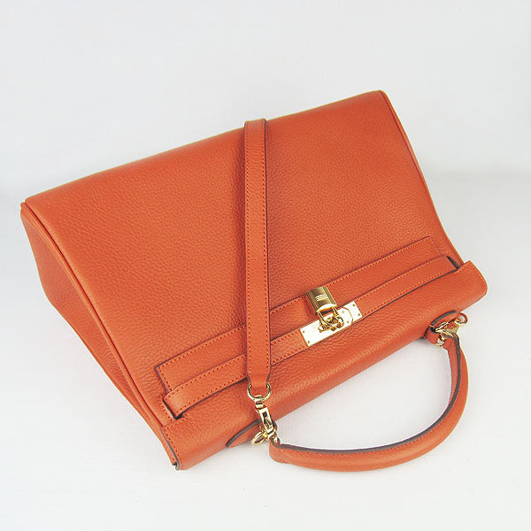 Kelly 35cm Togo Leather Handbag Orange/Golden Kilta bags